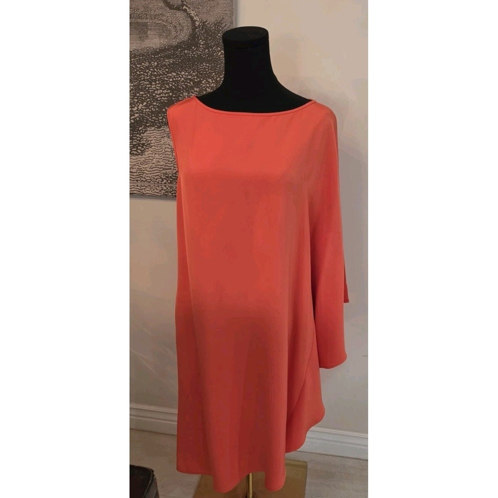 Zero + Maria Cornejo Orange Draped Kimono Cape Dress Classy Minimalist Old Money